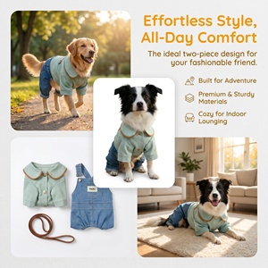 Salopette élégante de style britannique avec col à nœud et bretelles pour petits chiens et chats - Product Image 5