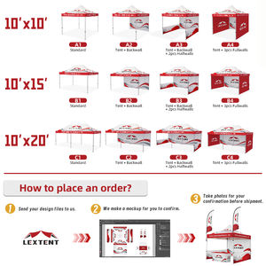 Tente Commerciale <span class=keywords><strong>Rouge</strong></span> Jaune pour Événement Alimentaire 3x3m, Barnum Extérieur pour Vente, Gazebo de Marché aux Puces - Product Image 3