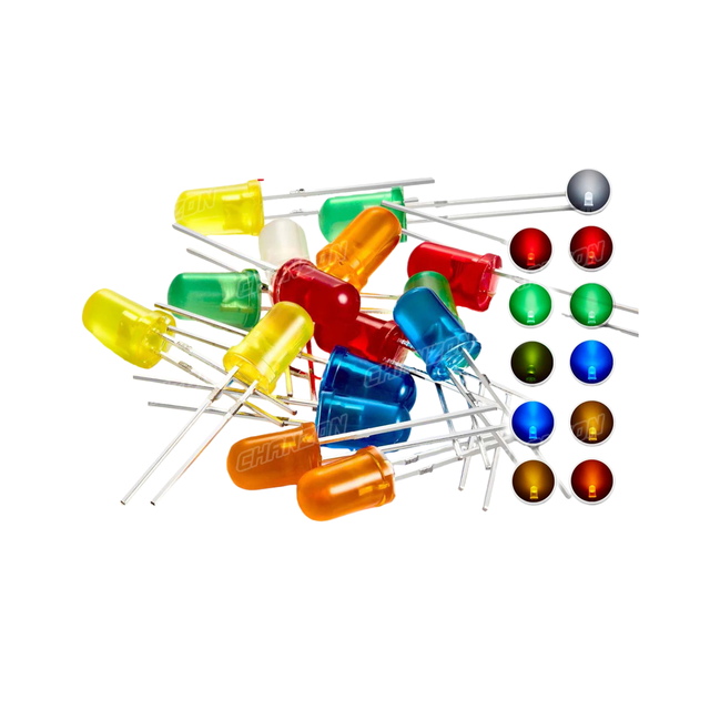 5mm F5 Diffused LED Light Emitting Diode Kit Lamp  Bulb Indicator 5 mm White Red Blue Green Orange Yellow 3V DIY Set Assorted