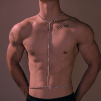 Chaîne de corps audacieuse et exagérée en strass pour homme - Grande taille - Style européen-américain - Quatre saisons - Sensuelle et sexy