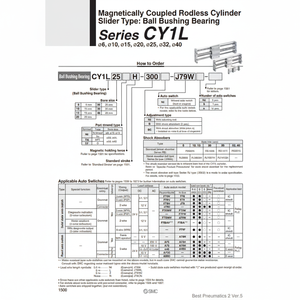 SMC Pneumatics Rodless Cylinder CY1L20H-250 <b>Pneumatic</b> <b>Tools</b> Accessory and Part - Product Image 1