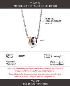 Kalung Liontin Cincin Putar Angka Romawi Baja Tahan Karat Grosir, Rantai Kotak Manik-manik Sambung Warna-warni Perhiasan Hip Hop Pria - Product Image 6