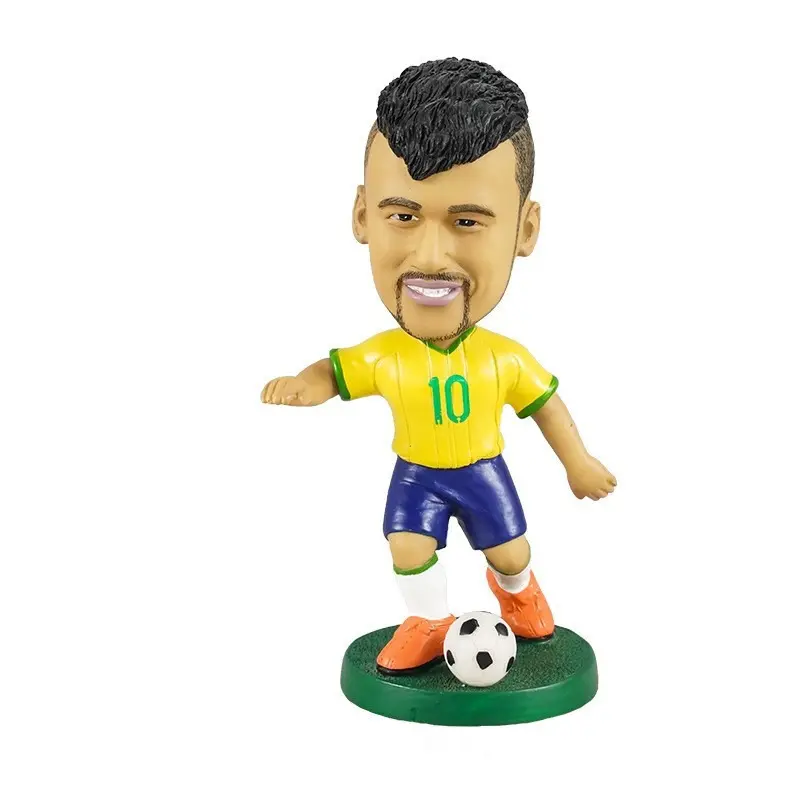 Groothandel Cadeau Custom Football Speler Beeldje Hars 3d Voetballer Super Ster Bobble Head Pop Speelgoed Figuren Standbeelden