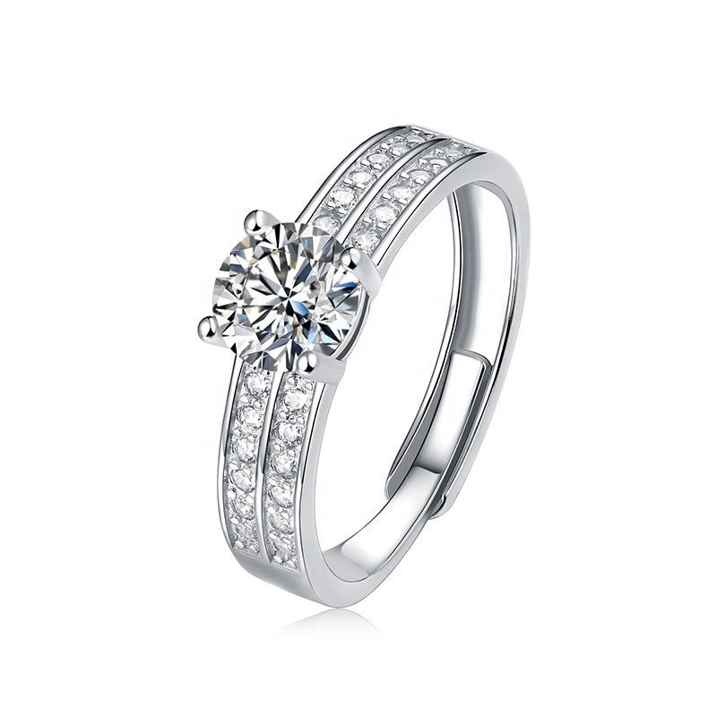 HMOIS love rings costom fashion women 925 silver 1.0ct moissanite wedding rings for party