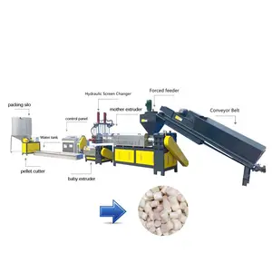 PP HDPE LDPE multifungsi, mesin pembuat butiran sampah plastik pemotong pelet Film daur ulang