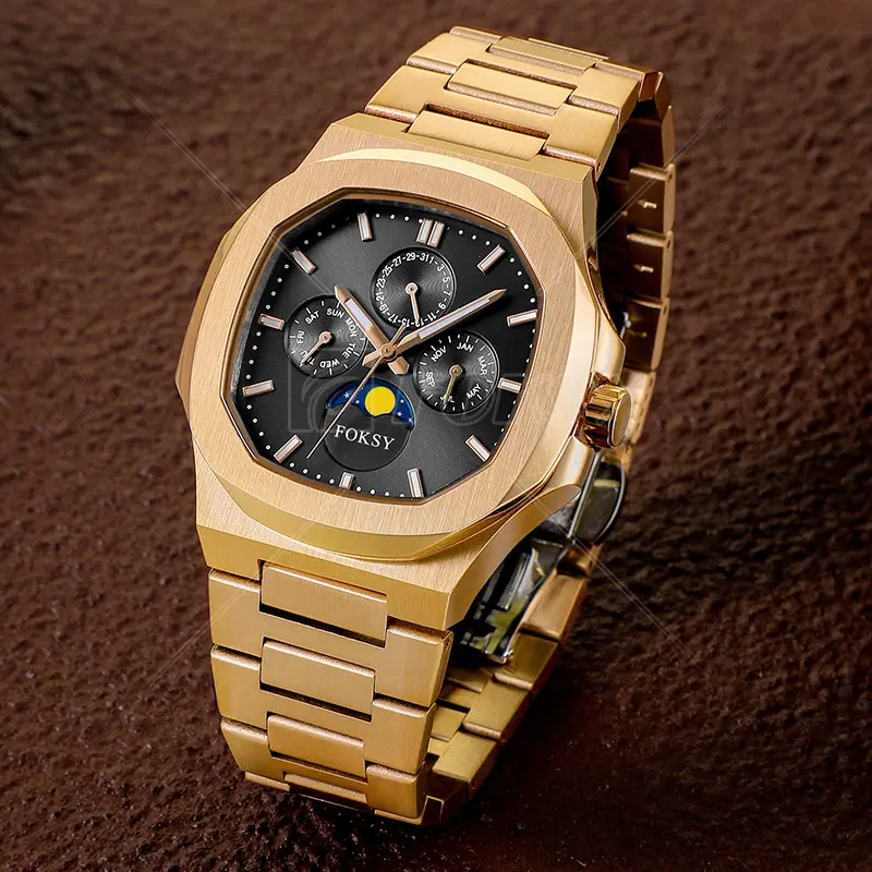 Stainless Steel Fashion Other Wrist Chronograph Square Quartz Luxury Men Watch Reloj Custom Logo