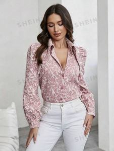 Tela Jacquard de burbujas para hacer camisa de manga de cuello puntiagudo con detalles de Jacquard para mujer - Product Image 5