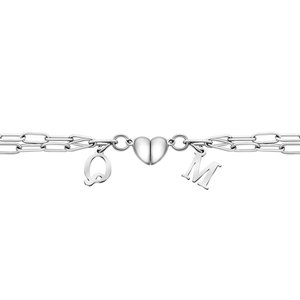 Custom Initial 316L Stainless Steel Women's Fashion Bracelet & <b>Bangles</b> Paperclip Bf And Gf Bracelet Magnetic Heart <b>for</b> Women <b>Men</b> - Product Image 6