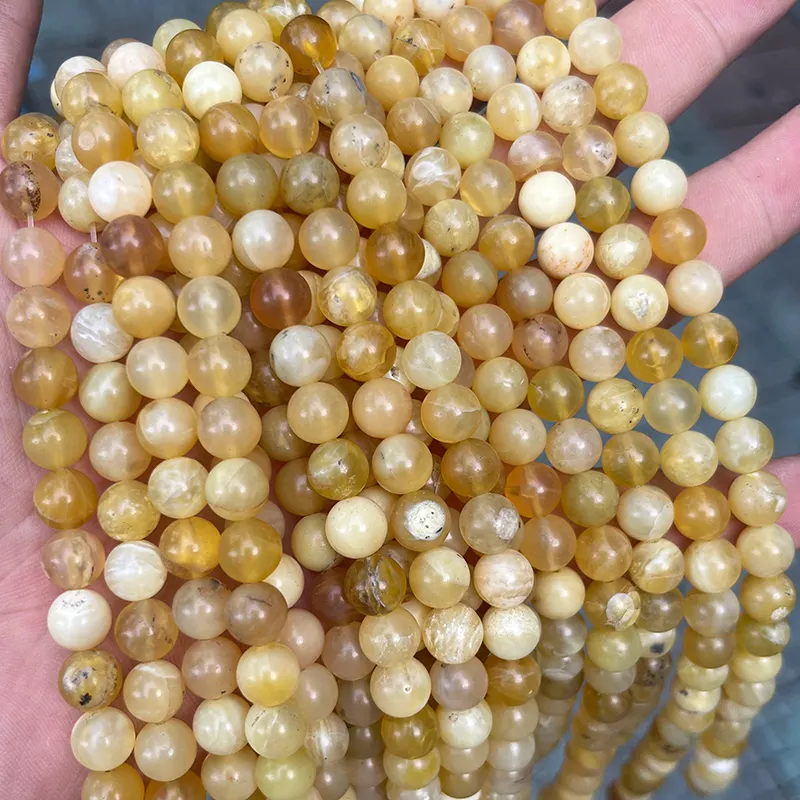 Ready To Ship Polished Opalite Stone 6mm 8mm 10mm Round Loose Natural Gemstone Beads Yellow Opalite