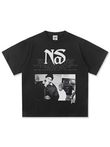 T-shirt graphique vintage Nas pour homme, coton lourd 300G, imprimé portrait rétro années <span class=keywords><strong>90</strong></span> Hip Hop <span class=keywords><strong>Rap</strong></span>, streetwear oversize - Product Image 3