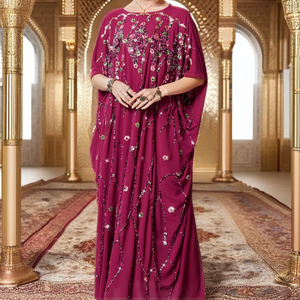 BA3002 <b>Eid</b> Elegant Beaded Nigeria Abaya Women Muslim Wedding <b>Dress</b> 2024 Saudi Black Polyester Floor Length <b>Long</b> Sleeve Handmade - Product Image 2