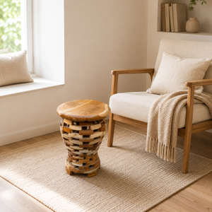 Fauteuil de loisirs en teck fait main, durable, minimaliste, motif nid d'oiseau concave, design sculptural pour salon, villa et hôtel - Product Image 4