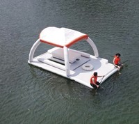 Île flottante gonflable Drop Stitch avec auvent solaire, grande plateforme flottante pour fête aquatique, idéale pour yacht, club, complexe hôtelier, lac, loisirs