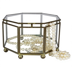 Modern Design Handmade Engraved <b>Glass</b> <b>Box</b> Customized Brass Plating Metal Iron Floral Pattern Oval Shape <b>Box</b> - Product Image 1