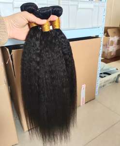 Bundel rambut manusia lurus Kinky Yaki 10A <span class=keywords><strong>Promo</strong></span> rambut manusia Virgin Peruvian India rambut selaras kutikula Brasil - Product Image 1