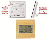 Jam Alarm Digital bambu, Jam Alarm Digital senyum multifungsi dengan tampilan LCD hadiah promosi meja bambu Mini