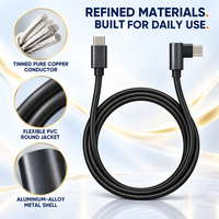 Câble de charge rapide USB C vers USB C 60W, câble de données Type C à angle droit de 90 degrés pour manette de jeu, ordinateur portable, tablette et téléphone