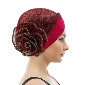 Gtop Bán Buôn Biểu Tượng Tùy Chỉnh Phụ Kiện Tóc Hồi Giáo Polyester Hat Headwraps Hoa Turban Cap Phụ Nữ Turban Headwrap Cho Phụ Nữ