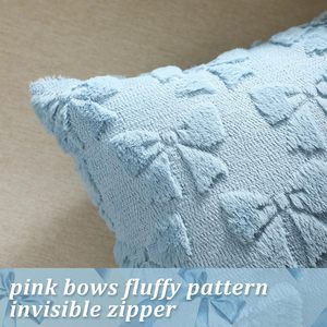Juego de 2 Fundas de Almohada con Lazo, Decoración de Habitación <span class=keywords><strong>Coqueta</strong></span>, Lindas Fundas de Almohada de Piel Sintética Suave con Lazo, Estilo Preppy, Peluche Esponjoso, Estética - Product Image 4