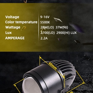 SANVI 2.0 Inch Fog Lamp Motorcycle Car Fog Lamp 5500K 37W Bi Led Fog <b>Projector</b> Headlight Lens - Product Image 6