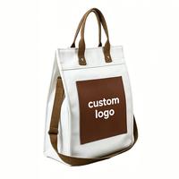 Sac fourre-tout en toile structurée avec poche en cuir, format jumbo, double poignée pour le travail et les courses