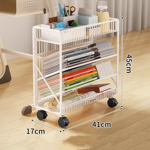 Estante de almacenamiento móvil para libros, carrito de lectura para niños <span class=keywords><strong>con</strong></span> <span class=keywords><strong>ruedas</strong></span>, estantería Simple para dormitorio de pie - Product Image 3