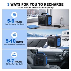 Station d'alimentation portable 300W 296Wh 80000mAh avec batterie LiFePO4, générateur solaire MPPT à onde sinusoïdale pure pour camping en extérieur et usage domestique - Product Image 5