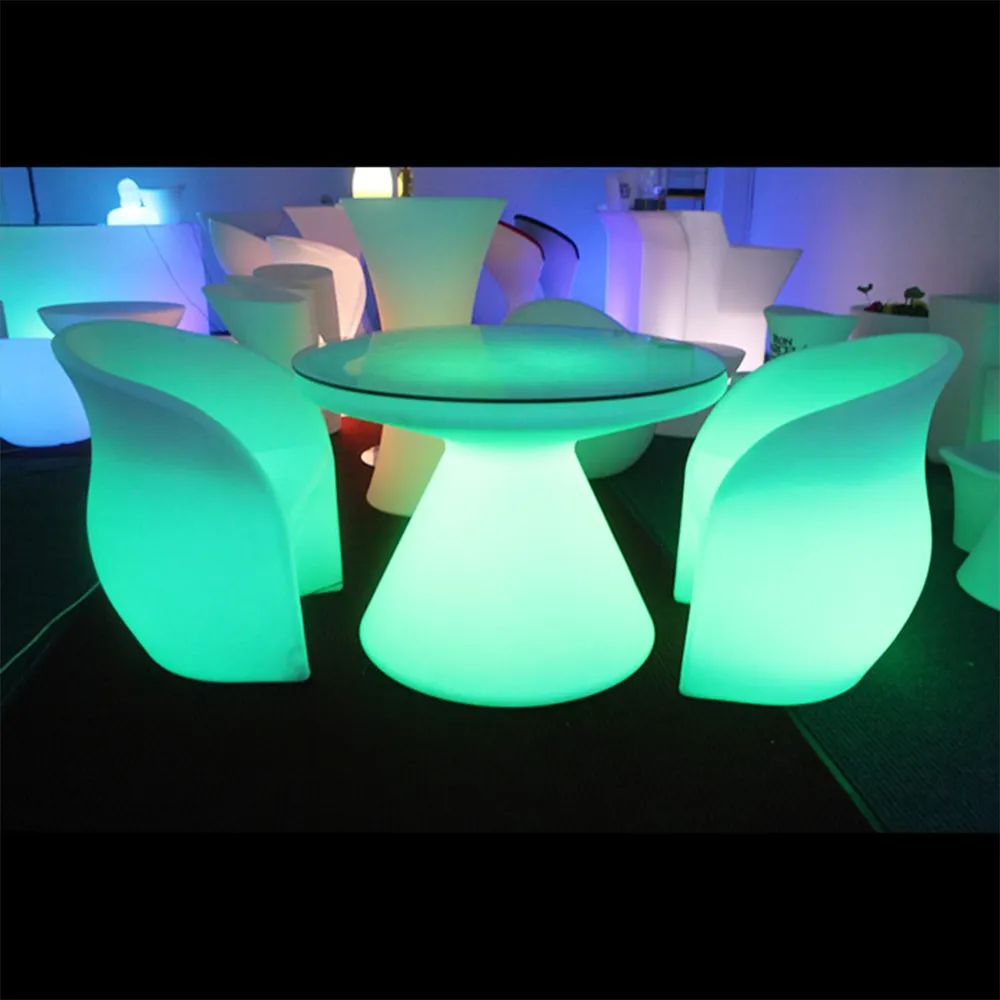 Ensemble de meubles de fête en plein air, table et chaises de bar lumineuses rechargeables à led, 2 pièces