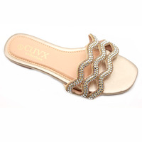 Sandales plates de haute qualité pour femmes romaines d'été en gros de mode, sandales à motifs de diamants brillants, chaussures de plein air décontractées