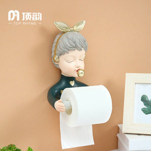 Top Rhyme Bubble Girl Wall Mounted Tissue <b>Holder</b> Creative Cartoon Toilet Paper Roll <b>Holder</b> Bathroom Decor - Product Image 1