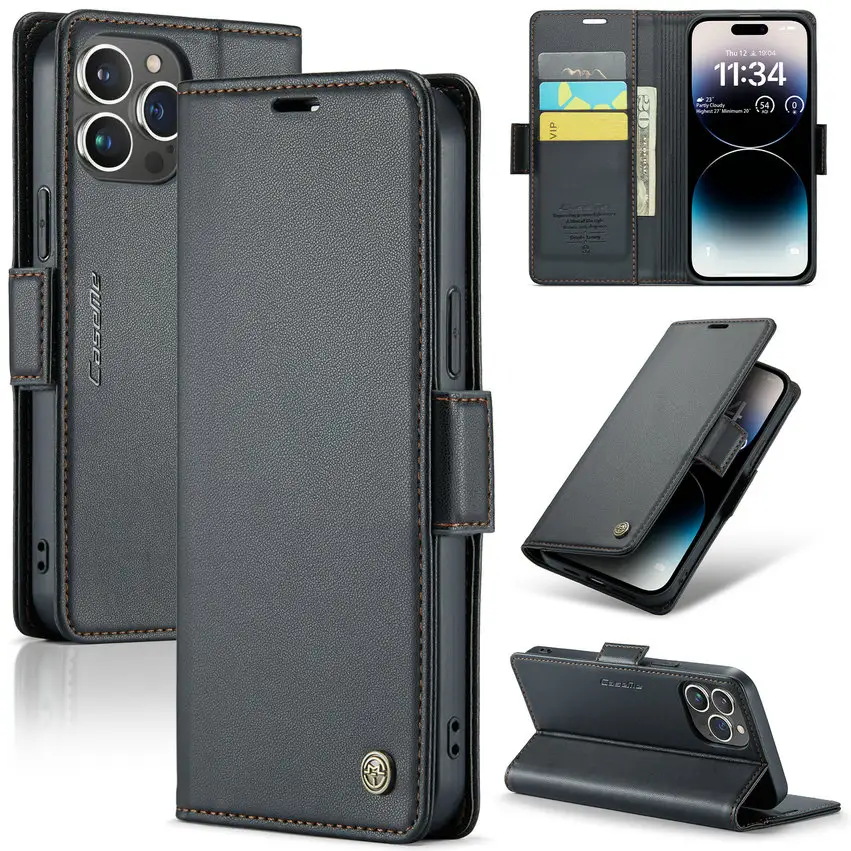 CaseMe New Product Online for iPhone 15 14 13 12 11 7 8 Xr Xs Case Accessories RFID Smart Leather Luxury Wallet Case for iPhone