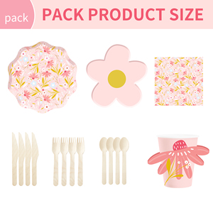 DAMAI - Juego de Platos de Papel Florales Vintage con Borde Dorado, Platos Desechables Florales para Decoraciones de Baby Shower - Product Image 2