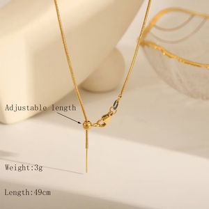 Caja ajustable de acero inoxidable, collar con acabado de cadena O de serpiente con tapón de goma, collar con cabeza de aguja - Product Image 6