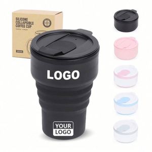 แก้วน้ำพับได้แบบพกพาสำหรับเดินทางและเล่นกีฬา ฝาซิลิโคนทนความร้อน สำหรับดื่มน้ำเย็นหรือกาแฟเย็น ขายส่งแบบกำหนดเองได้ - Product Image 1
