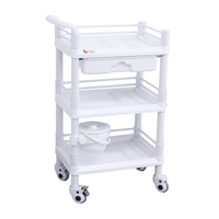 Chariot médical en plastique ABS à prix de gros usine, équipé de roulettes universelles silencieuses