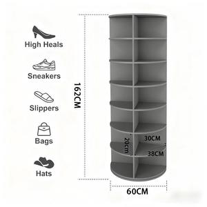 Modern White 360 Degree Rotating Spinning Tote Bag Display Tower Revolving Carousel Shoe Rack Wood 7-Layer for <strong>Storage</strong> <strong>Wardrobe</strong> - Product Image 6