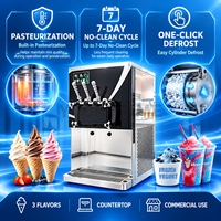 Machine à glace molle auto-pasteurisante professionnelle, machine à yogourt glacé 3 saveurs avec fonction de décongélation rapide