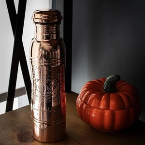Classic Pure Copper Water <b>Bottle</b> with Printed Design & Good Health Support for School Picnic <b>Sports</b> Use from Indian Supplier - Product Image 3