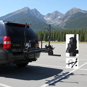 Support de vélo <span class=keywords><strong>antivol</strong></span> en métal pour attelage de remorque, inclinable et pliable, pour deux vélos, accessoires extérieurs pour SUV et camion, pièces de remorque - Product Image 1