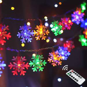 Navidad copo de nieve luz 3M 20LED batería operado cadena remoto 8 modos temporizador impermeable colgante fiesta árbol decoración hecha de plástico - Product Image 1