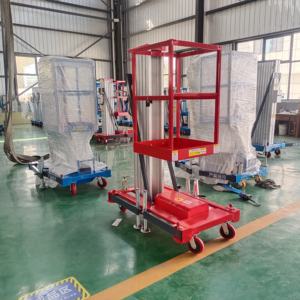 Meja pengangkat tangga hidrolik pengangkat Platform angkat listrik seluler aluminium Aloi tiang tunggal kapasitas 117kg - Product Image 2