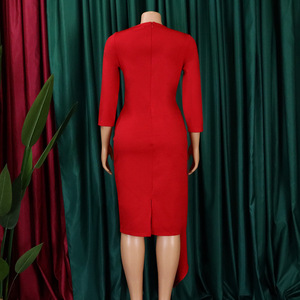 D3168 nuovi arrivi tinta unita <span class=keywords><strong>tre</strong></span> <span class=keywords><strong>quarti</strong></span> <span class=keywords><strong>manica</strong></span> autunno e inverno abiti per signore ufficio <span class=keywords><strong>abito</strong></span> stringato - Product Image 5