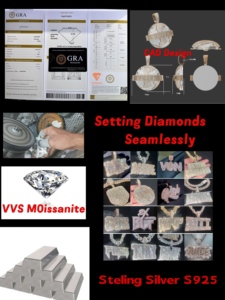 Liontin Moissanite Custom Berlian Baguette Lapis Emas Rose Perak 925 Bertabur Moissanite VVS Liontin Inisial Nama - Product Image 5