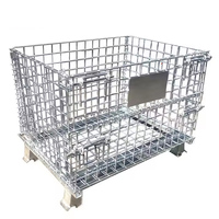 Conteneur pliable en treillis métallique galvanisé économique pour voiture, capacité 1000 kg, 4-6 roues, maille 50x50 mm, entrée 4 voies