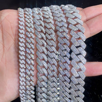 Collier chaîne cubaine en argent sterling S925 avec moissanite, style hip-hop glacé, pour hommes, passe le test du diamant, certificat GRA