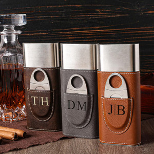 Étui de voyage personnalisé pour cigares avec porte-cigares en cuir OGO imprimé au laser, accessoire de fumeur de style américain, boîte à cigares en cuir - Product Image 4