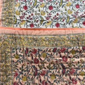 Diseño de lujo Rajasthani bloque impreso hecho a mano lujo cómodo Kantha edredón indio bohemio ropa de cama colcha de algodón Manta - Product Image 1