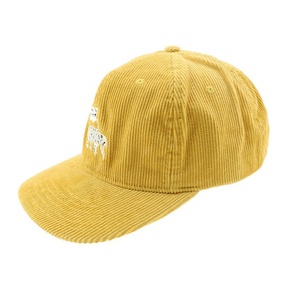 Gorra de Verano de Diseño de 6 Paneles de Pana Amarilla con Etiquetas - Product Image 3