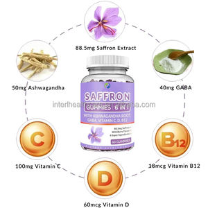 Gomitas de extracto de azafrán Ausreson con Ashwagandha GABA vitamina C D3 B12 suplementos Etiqueta Privada Goma de azafrán - Product Image 2