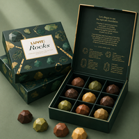 Boîtes à fentes de luxe avec logo personnalisé, dorure à chaud, pour chocolats, conformes aux normes alimentaires, vente en gros directe usine, boîte en papier avec couvercle et base